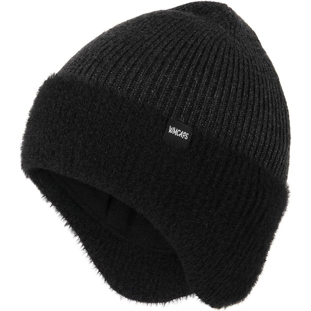 Unisex Slate Grey Fleece Thermal Lined Knit Warm Earflap Classic Stocking Cap